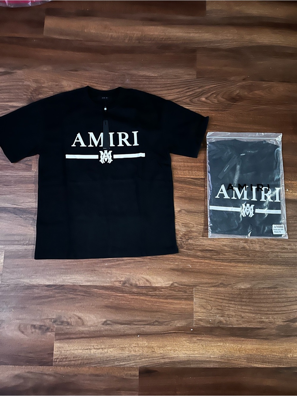 AMIRI Black Short-Sleeve Logo Tee with White Chest Graphic